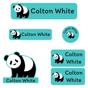 kindergarten labels pack panda aqua