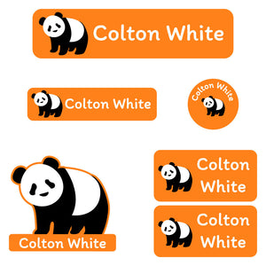 kindergarten labels pack panda orange