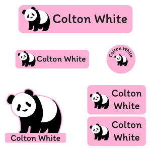 kindergarten labels pack panda pink