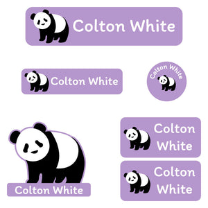 kindergarten labels pack panda purple