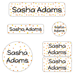 kids' name labels for kindergarten in pom pom orange