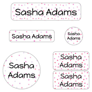 kids' name labels for kindergarten in pom pom pink
