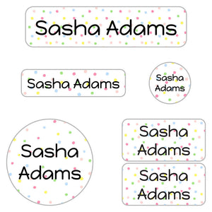 kids' name labels for kindergarten in pom pom rainbow
