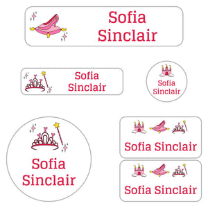 kindergarten labels pack princess white pink
