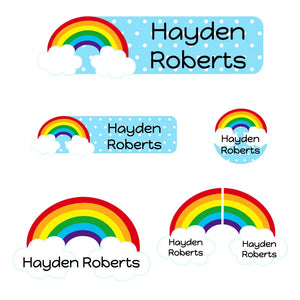 kindergarten labels for kids in rainbow blue