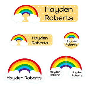kindergarten labels for kids in rainbow orange