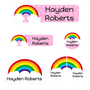 kindergarten labels for kids in rainbow pink
