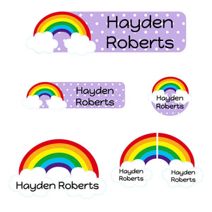 kindergarten labels for kids in rainbow purple