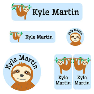 kindergarten labels pack sloth blue