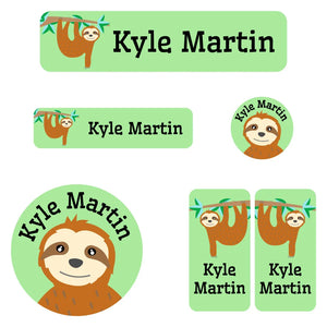 kindergarten labels pack sloth green