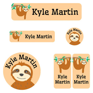 kindergarten labels pack sloth orange