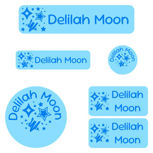 kindergarten labels pack stars blue