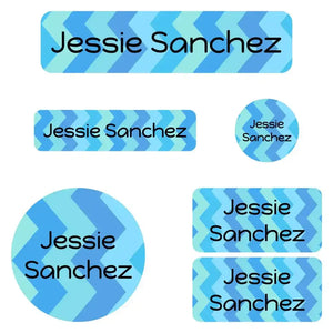 kindergarten labels pack zig zag blue