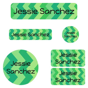 kindergarten labels pack zig zag green