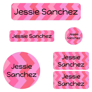 kindergarten labels pack zig zag pink