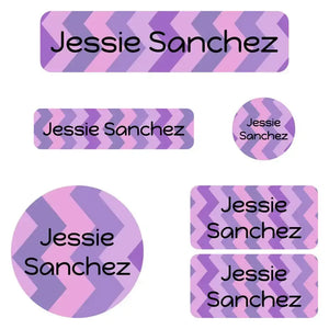 kindergarten labels pack zig zag purple