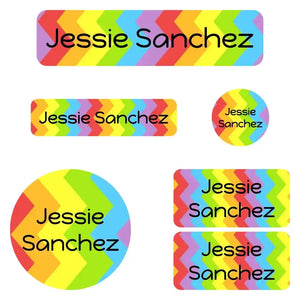 kindergarten labels pack zig zag rainbow