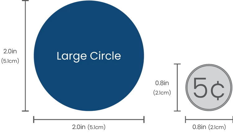 large circle name labels size comparison guide