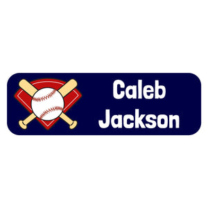 large rectangle labels for kids baseball dark blue