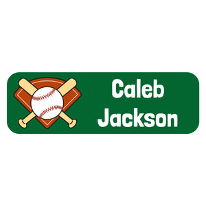 large rectangle labels for kids baseball green