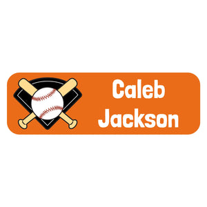large rectangle labels for kids baseball orange
