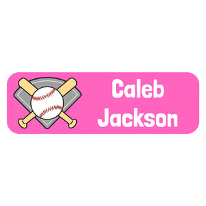 large rectangle labels for kids baseball pink