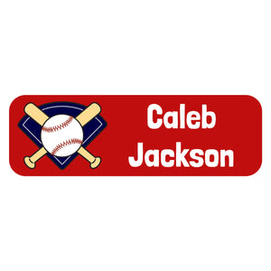 large rectangle labels for kids baseball red