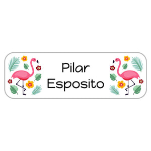 flamingo white large name labels