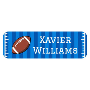 personalized large name stickers for kids in football blue