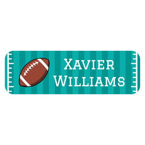 personalized large name stickers for kids in football turquoise