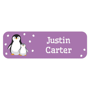 large name labels Penguins lavender
