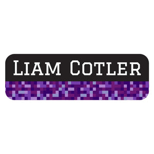 large name labels pixels purple