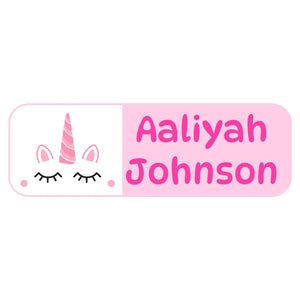 large name labels for kids unicorn light pink
