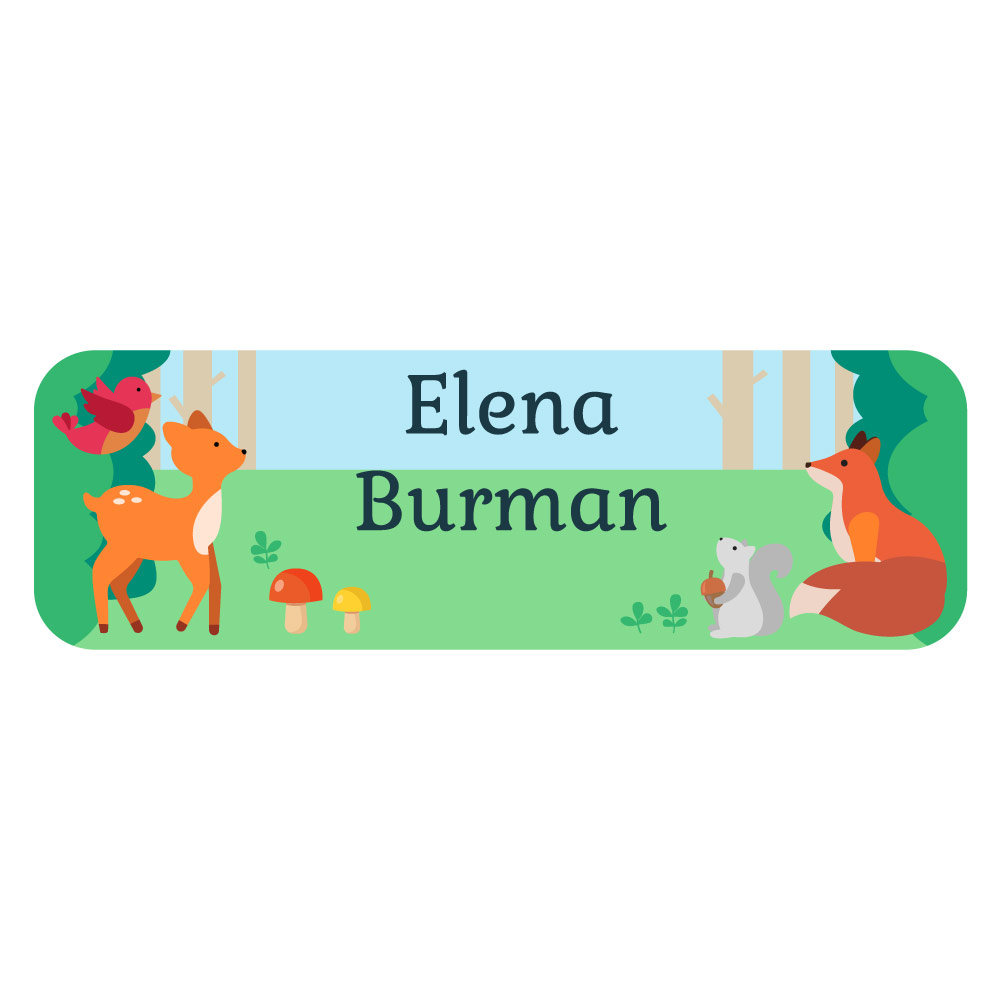 Woodland Animals Large Rectangle Name Labels | Name Bubbles
