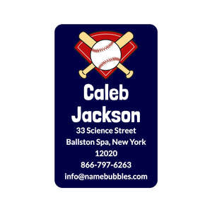 luggage tag labels for kids baseball dark blue