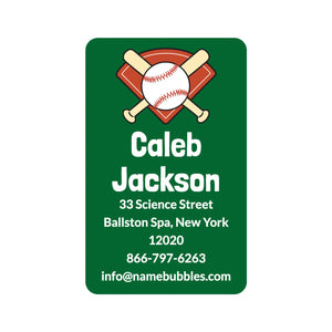 luggage tag labels for kids baseball green