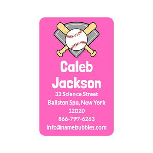 luggage tag labels for kids baseball pink
