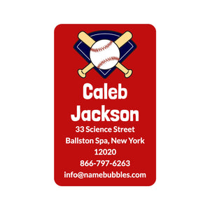 luggage tag labels for kids baseball red