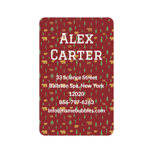 luggage tag labels for kids in bear maroon