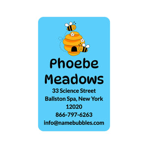 luggage tag labels for kids in bee blue