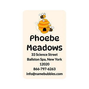 luggage tag labels for kids in bee light tan