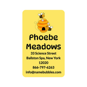 luggage tag labels for kids in bee yellow