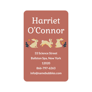 luggage tag labels bunny terracotta