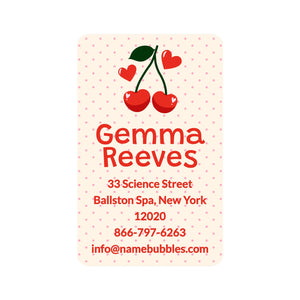 luggage tag name labels for kids in cherries cream