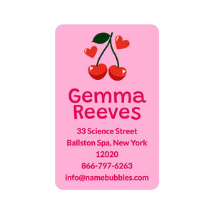 luggage tag name labels for kids in cherries solid pink