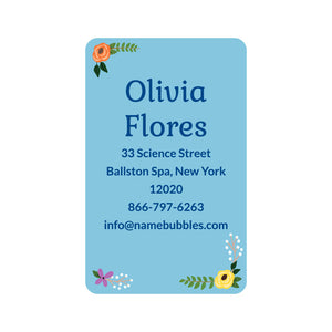 luggage tag labels floral blue