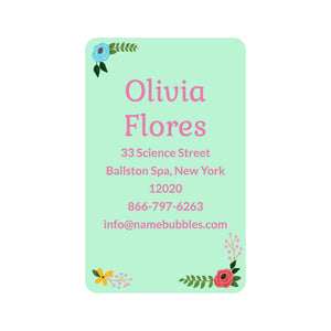 luggage tag labels floral mint