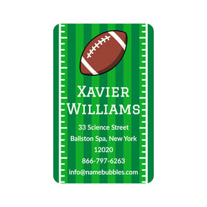 personalized luggage tag stickers for kids in football green