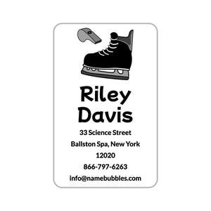 luggage tag labels hockey black white