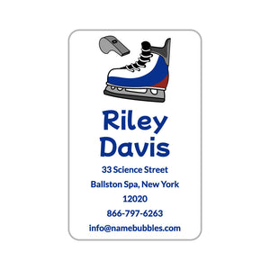 luggage tag labels hockey red blue